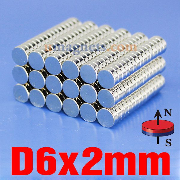 Disc Neodymium Magnets N35 6mm dia x 2mm 20pcs/pack
