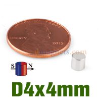 N35 4mmx4mm neodyymilevymagneetit halkaisijaltaan magnetoidut sinkkipinnoitetut