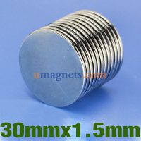 30mm x 1,5 mm N35 Super Strong cilinder Neodymium magneten NdFeB Disc