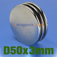 N52 50mmx3mm Neodymium (NdFeB) Rare Earth Disc Magneten
