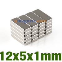 12x5x1mm forte neodimio Block magneti permanenti N38 Terre Rare magneti rettangolari (12mm x 5 mm x 1 millimetro)
