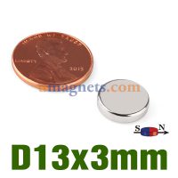 N38 13mm x 3 mm Diametralt Magnetized Neodym Disc Magnet Super Strong Kraftig NdFeB Runde magneter Nikkelbelagte